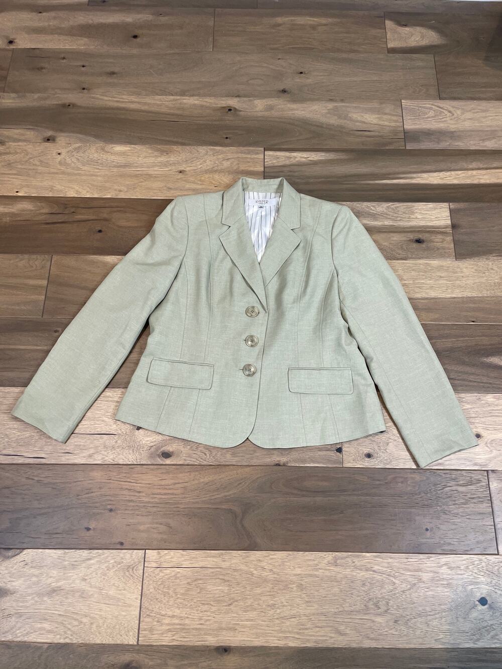 Kasper Single Breasted Blazer Size 14 Light Sage Lined